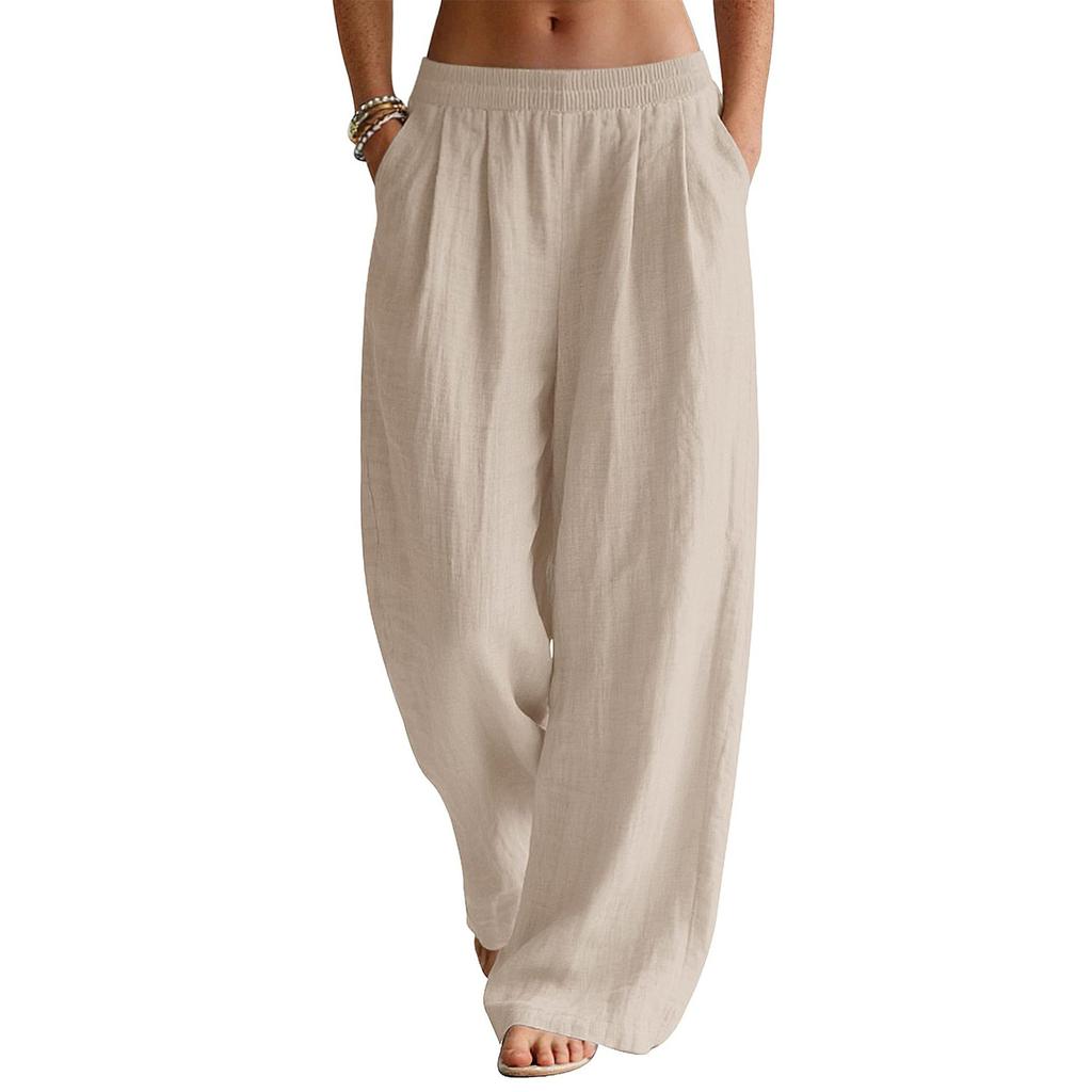Women's Casual And Fashionable Color Loose Pants With Pocketes