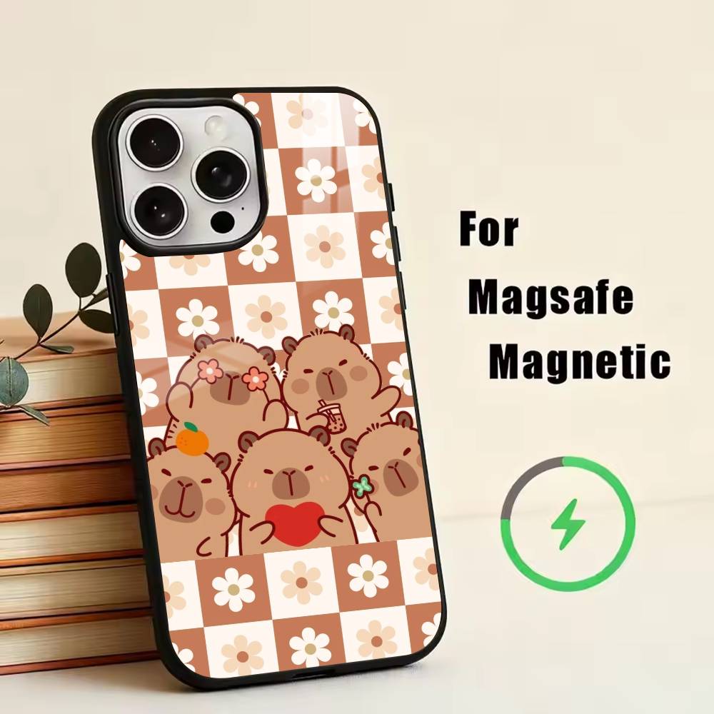 Cute K-Kawaii Capybara   Phone Case For iPhone17,16,15,14,13,12,11 Plus,Pro Magnetic with Magsafe Wireless Charging