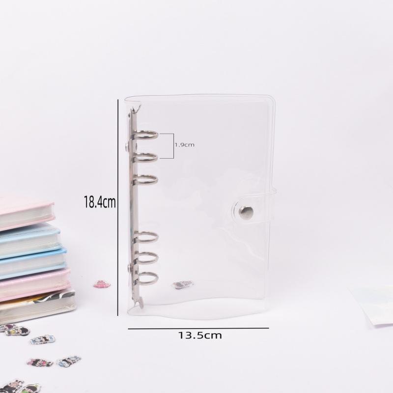 Large Capacity A6 PVC 3-Hole Loose-Leaf Mini Binder Notebook with Zipper Pocket