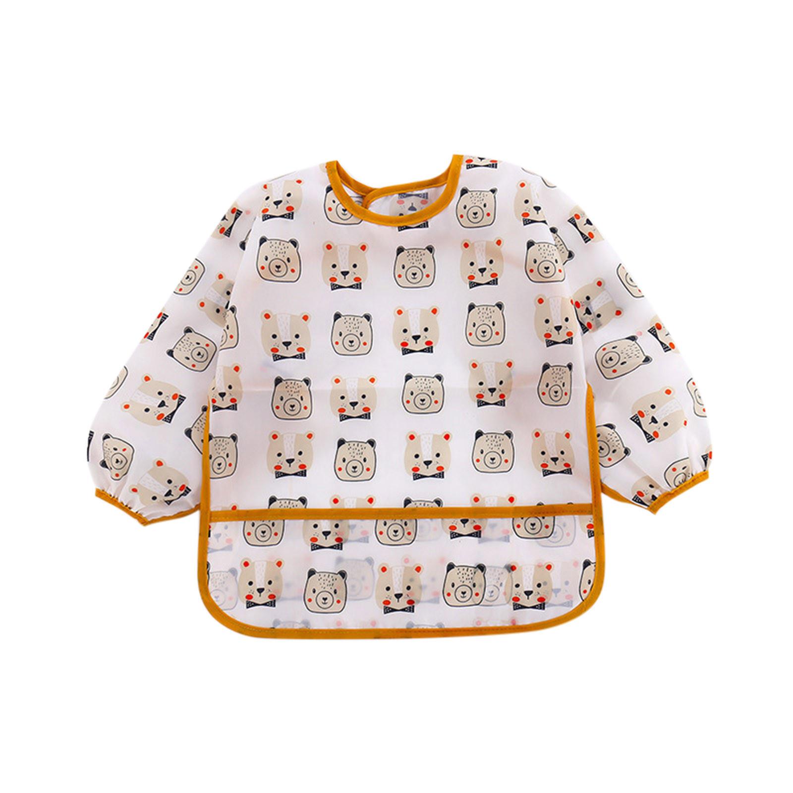 

Детские нагрудники с длинными рукавами и водонепроницаемыми рукавами для малышей, мягкие мультяшные нагрудники для девочек и мальчиков 90 хаки