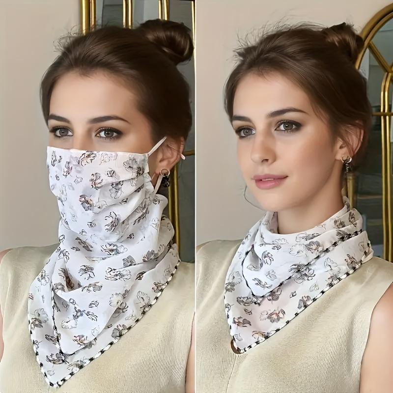 Bohemian Floral Embroidered Women's Face Mask & Neck Scarf - Lightweight Polyester, Breathable Sun Protection, Multi-Color Options for Casual Outings