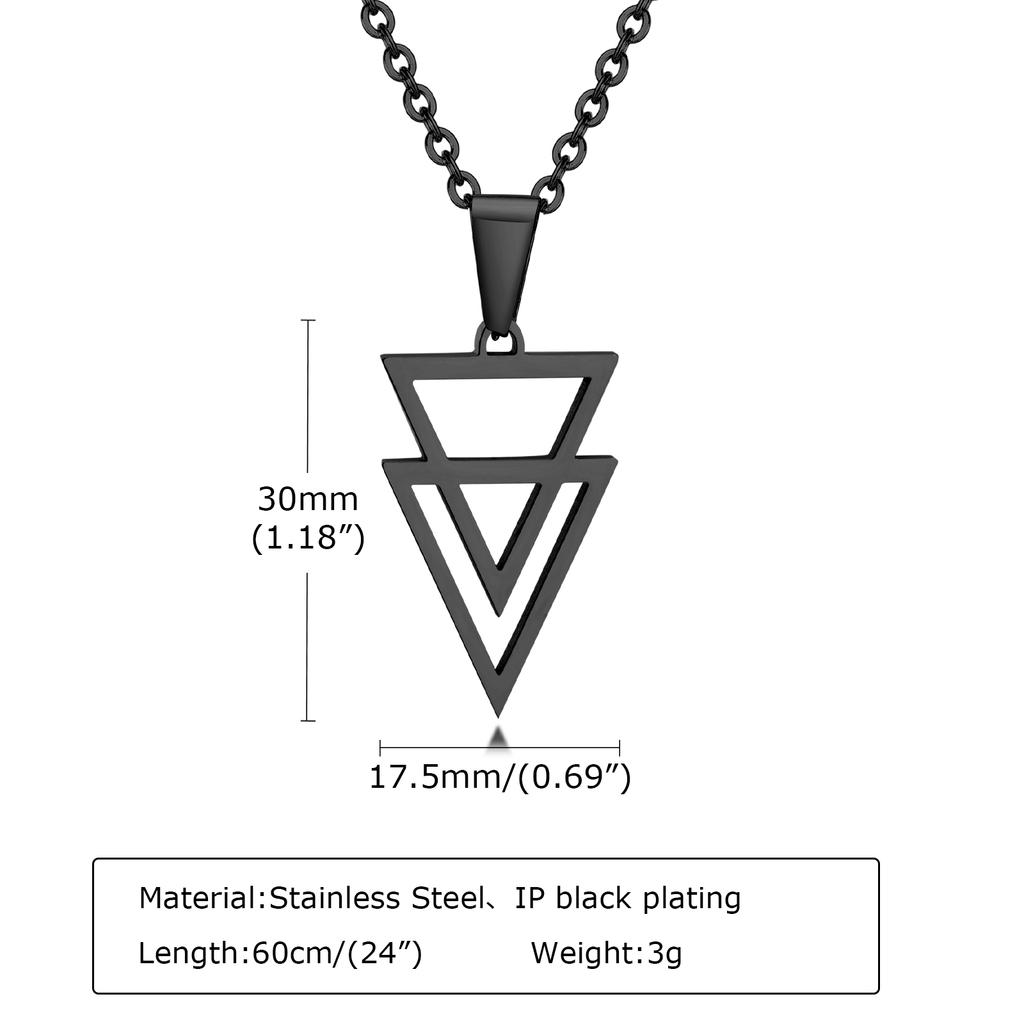 Men's Stainless Steel Hollow Double Triangle Necklaces,Waterproof Metal Geometric Pendant Collar with O Chain