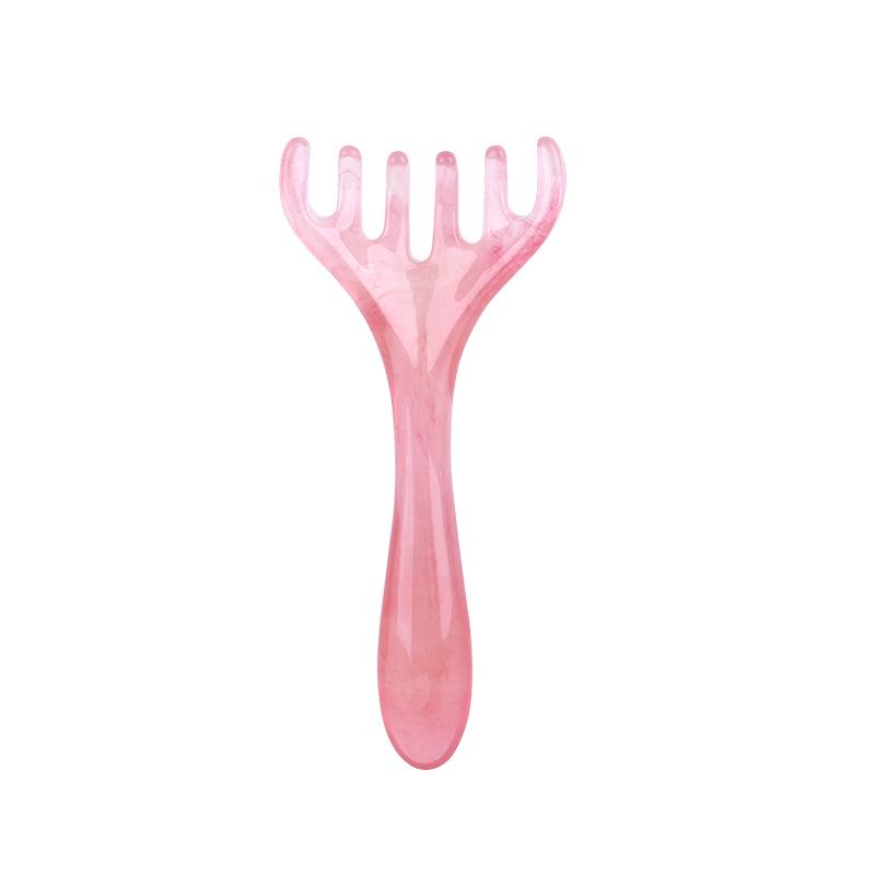 Natural Resin Antler Massage Comb with Six-Claw Design for Acupoint Gua Sha and Head Massage