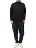 One Colors Men's Long Sleeve T-Shirt, Solid Color, Striped, Ribbed, High Neck, Size 4L, Black
