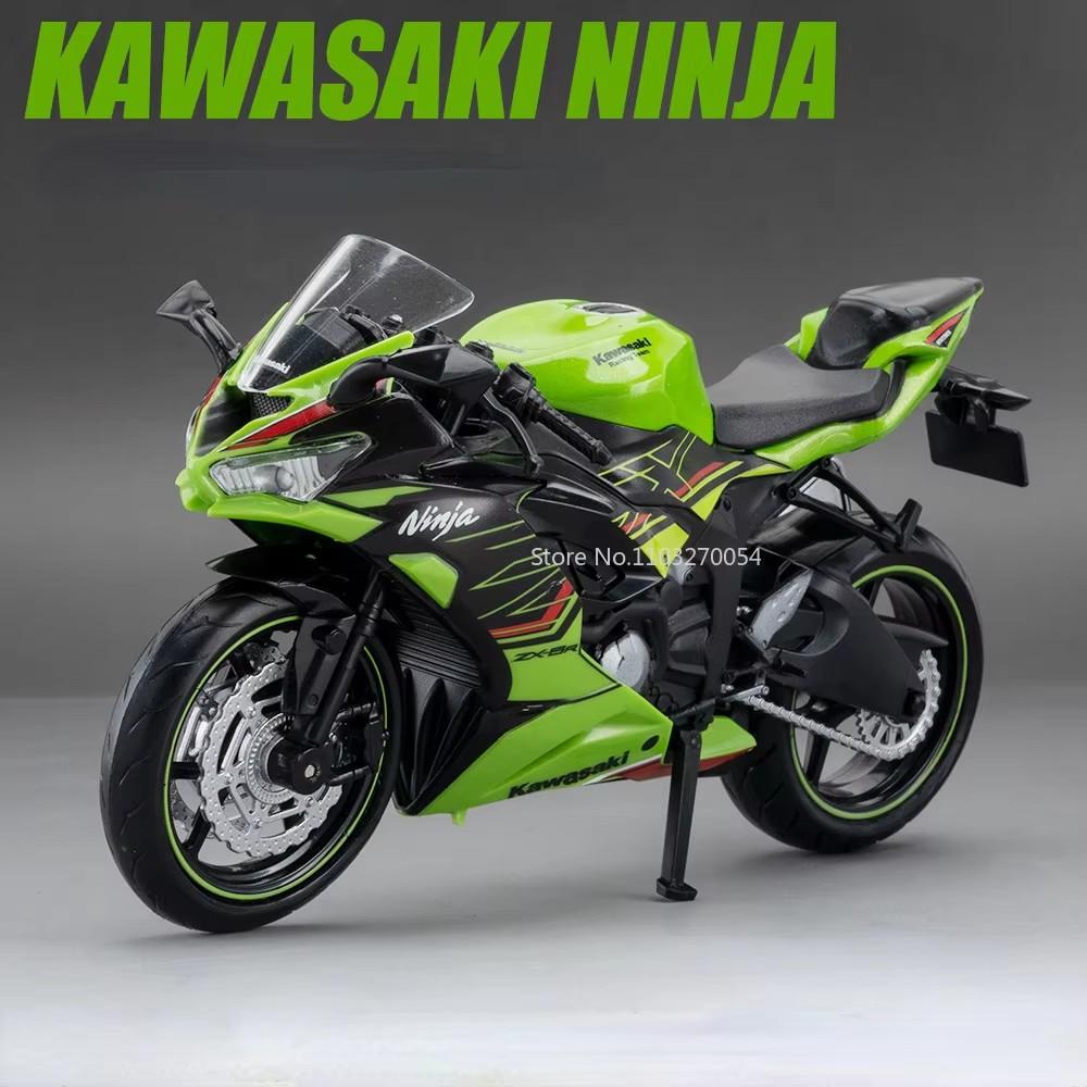 1:12 Kawasaki Ninja 400 Zx6r Alloy Motorcycle Diecast Model Miniature Toys Car Front Wheel Steering With Light Vehices Boy Gifts