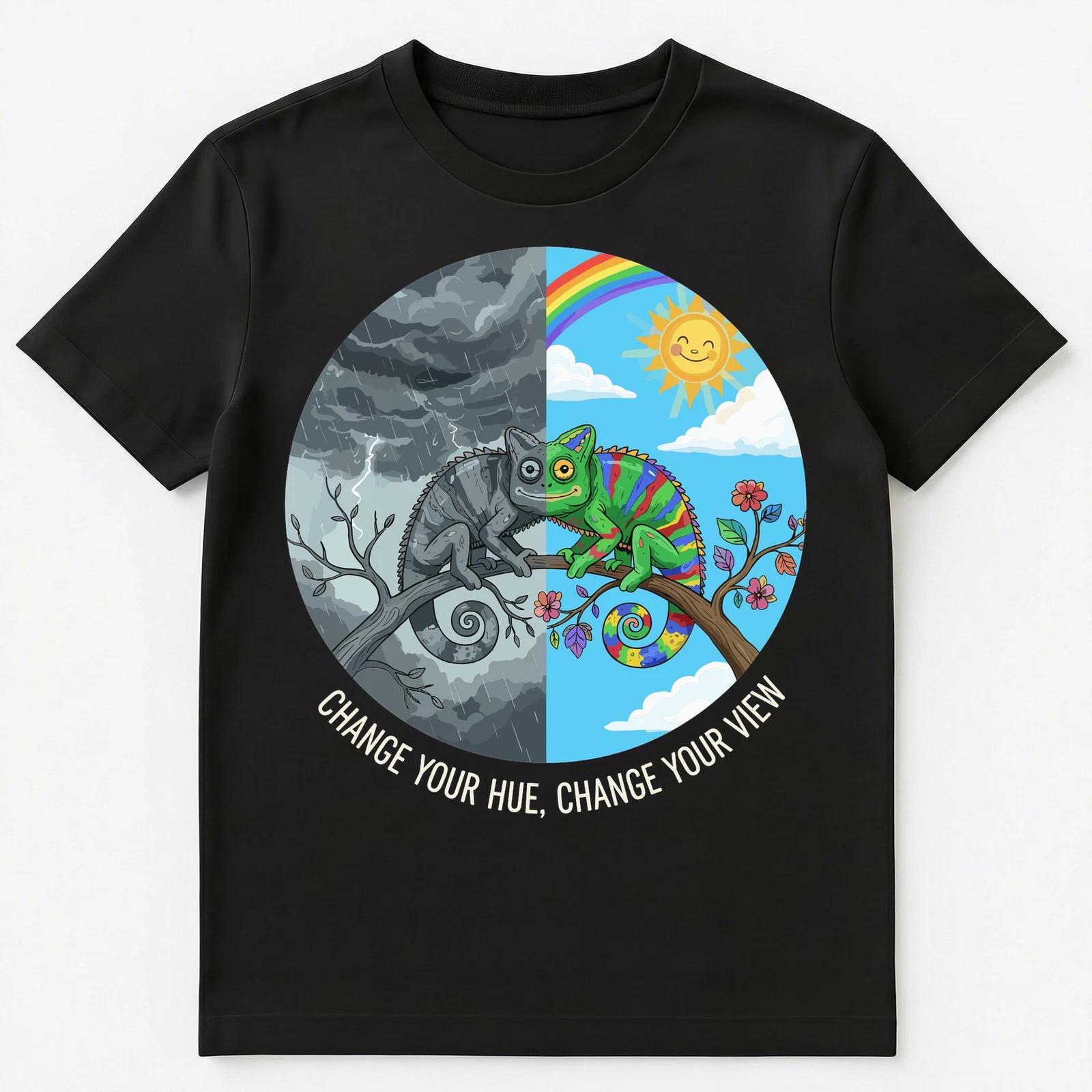 Colorful Chameleon Positivity Motivation Art Unisex T-Shirt 4XL