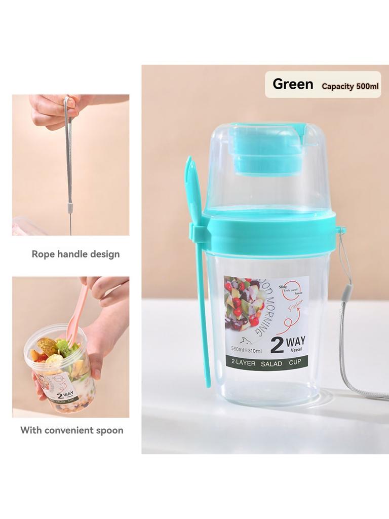 Bærbar salatkopp dobbel havregrynskopp yoghurt nøtter fettredusert grønnsaksfruktboks kopp med lokk skje frokostkopp matboks