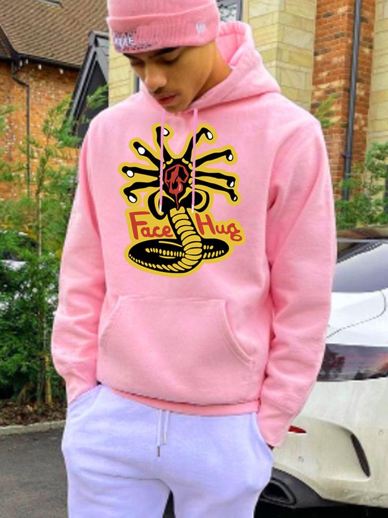 Hooded Sweater Autumn and Winter Outer FACEHCG Letter Print Hooded Casual Sweater
