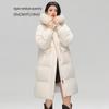 SNOWFLYING Women's Long Hooded Duck Down Jacket with Faux Fur Collar