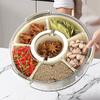 Round Rotatable Food Storage Platters Six-compartment Snack Fruit Bowl Divided Serving Tray