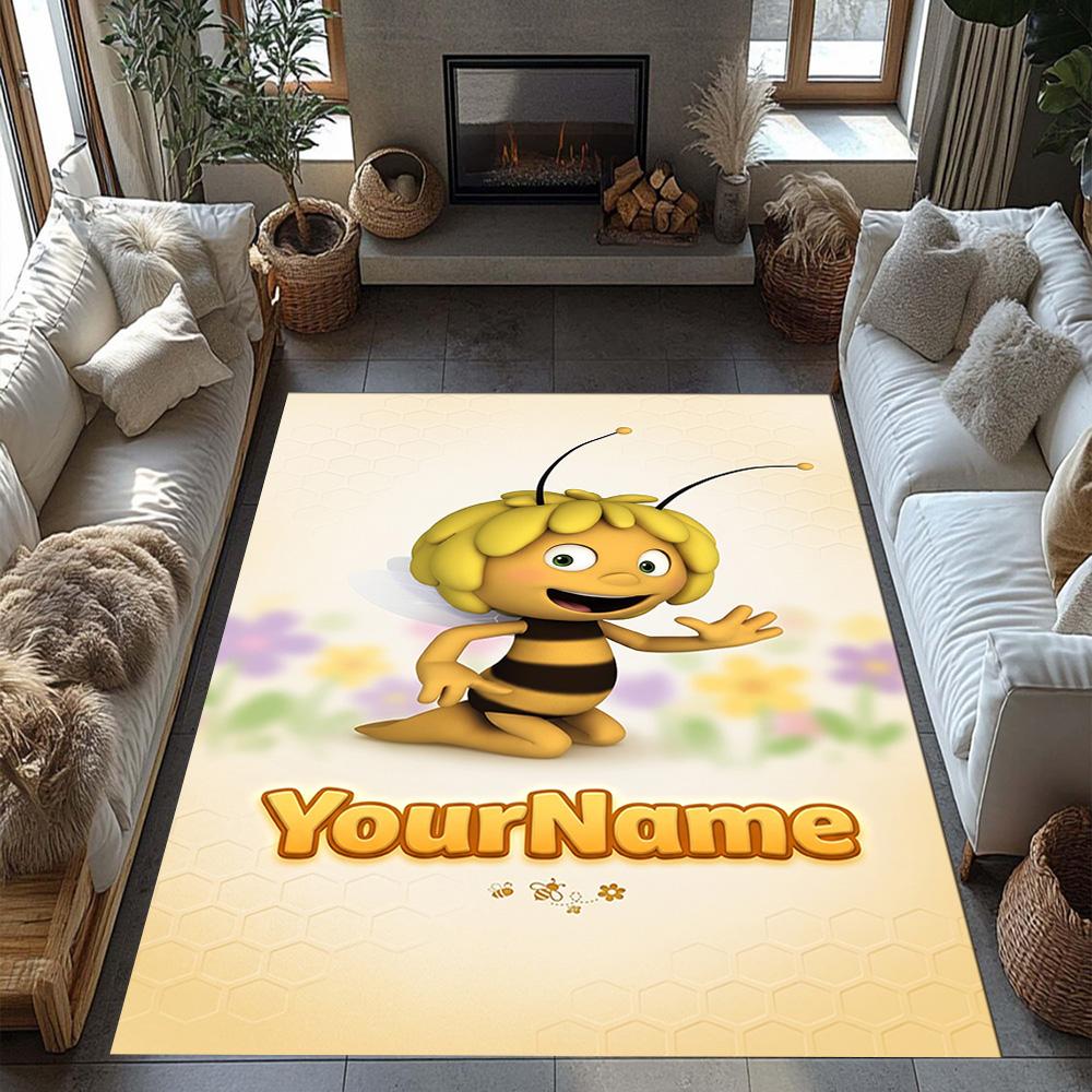 Biene Maja Customize Text Floor Mat Design for Hallway Kitchen Study room Outdoor Antislip Carpet Anime Office Decor Best for Christmas