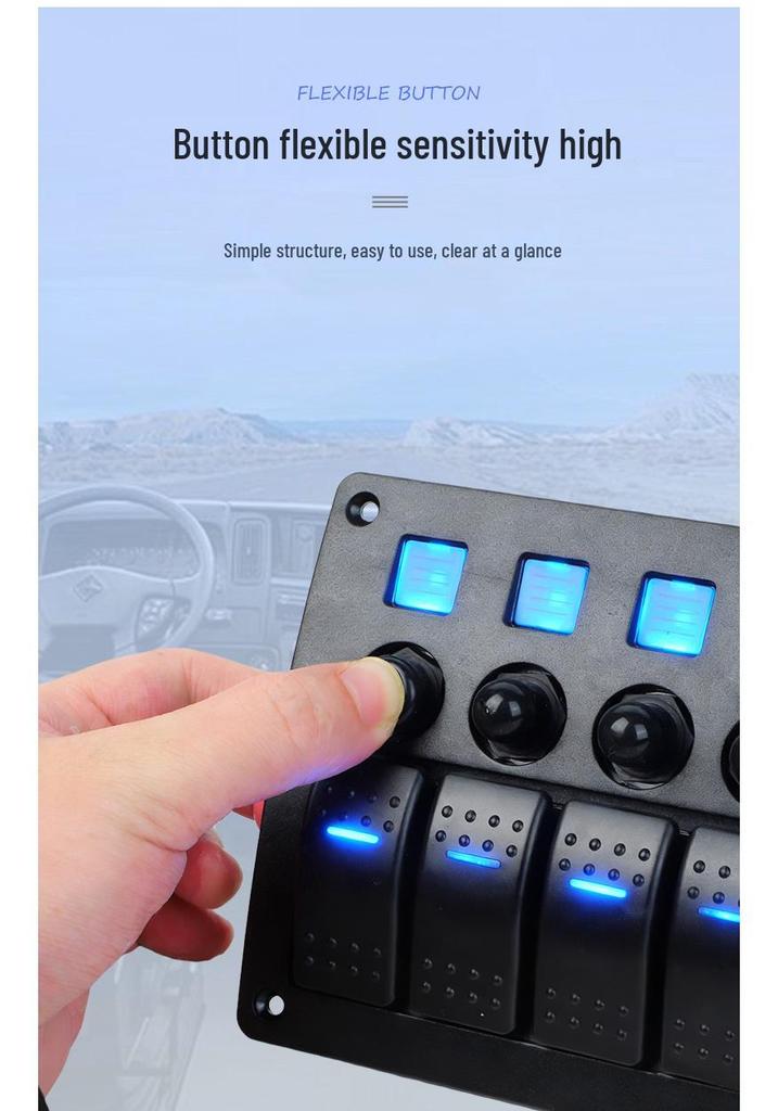 8-Position Universal Switch Panel with Overload Protection for Cruise Ships (12-24V)