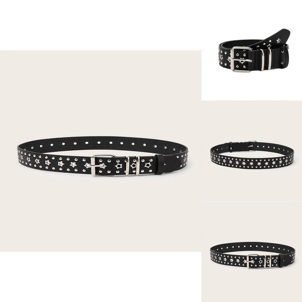 Fashionable Solid Color Star And Rivet Decor Women Casual Belt For Commuter Style And Fashion Accessories