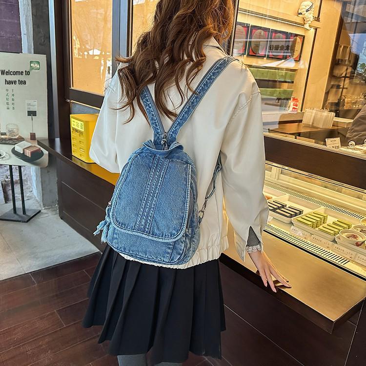 Retro vybledlý džínový multifunkční batoh - Velkokapacitní crossbody a taška přes rameno