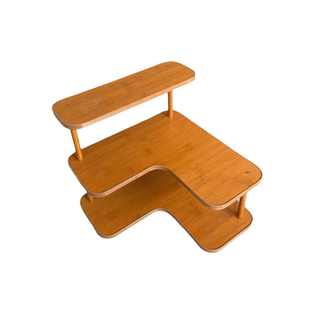 Rounded Edges Corner Desktop Shelves L-Shaped Cup Storage Rack Perfume Display Stand Coffee Corner