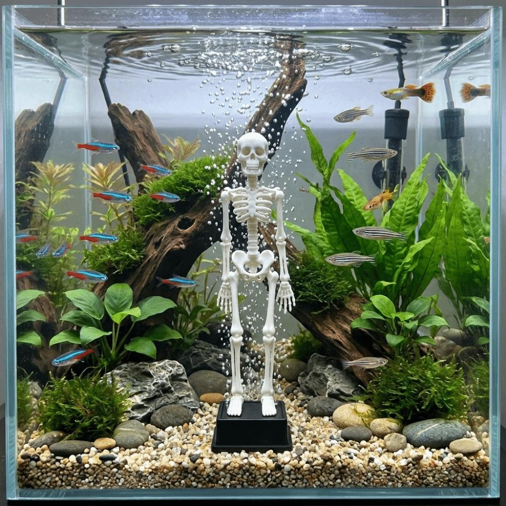 3D Printed Dancing Skeleton Aquarium Bubbler Plastic Fish Tank Bubbler Halloween Decor