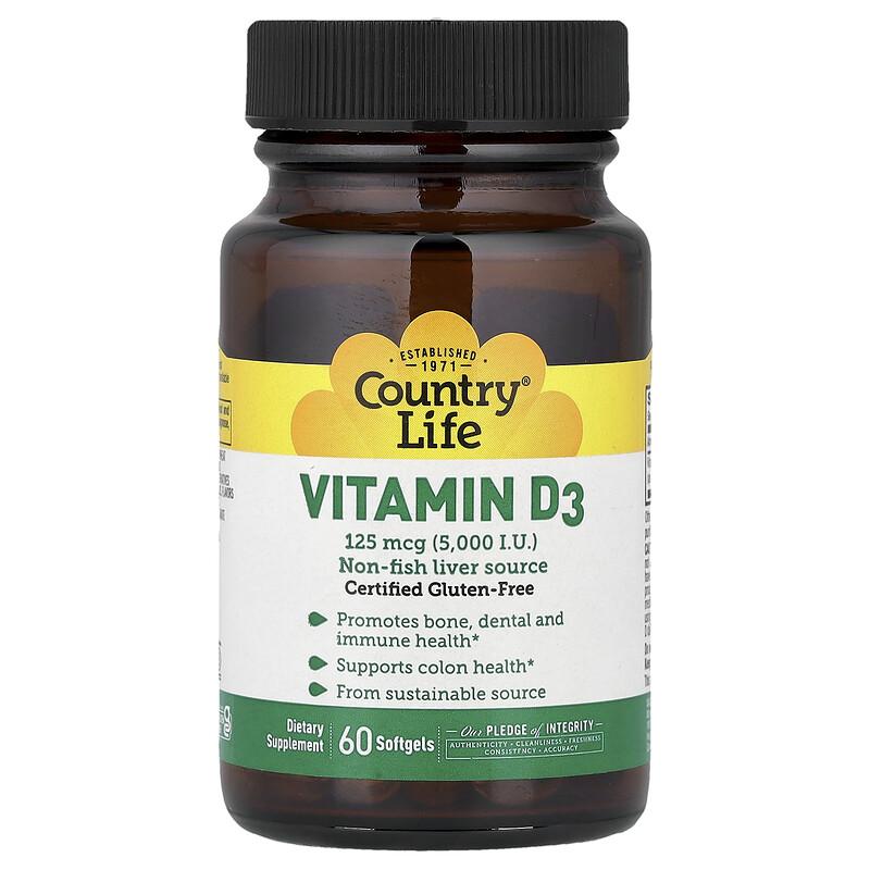 Vitamin D3, 125 Mcg (5,000 IU), 60 Softgels