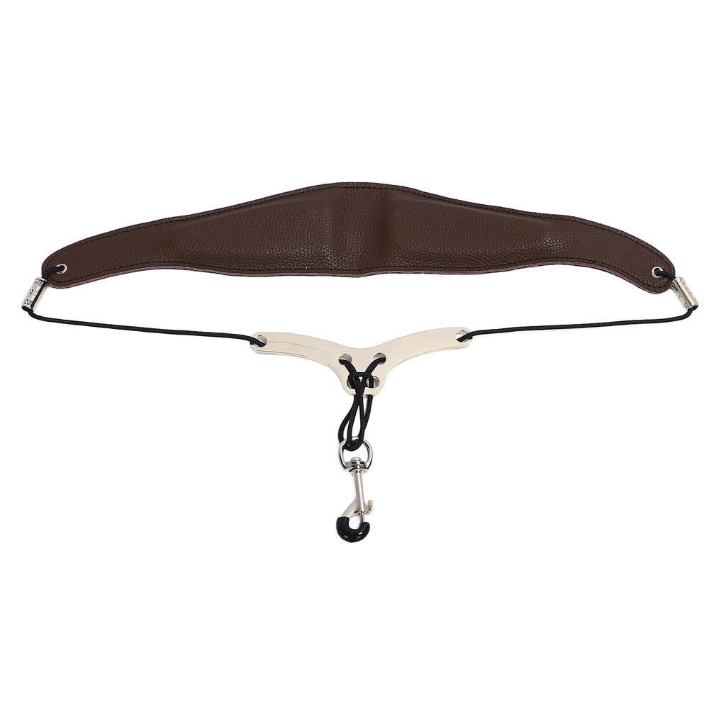 Saxophone Neck Strap for Alto Tenor Sax Breathable Adjustable Instrument Accessories with Metal Hook Brown