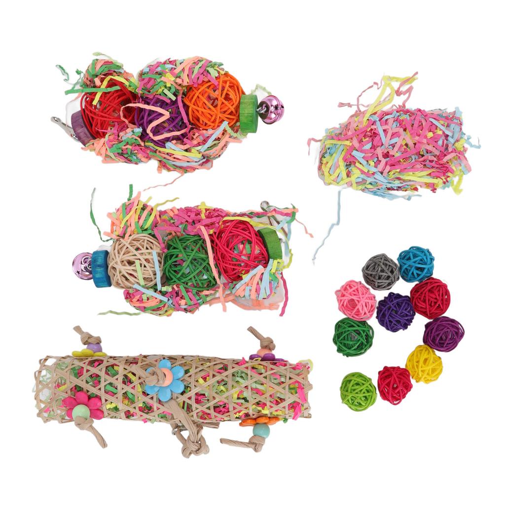 Bird Shredding Toy Colorful Boredom Relief Parrot Foraging Chewing Toy with Bell for Lovebirds