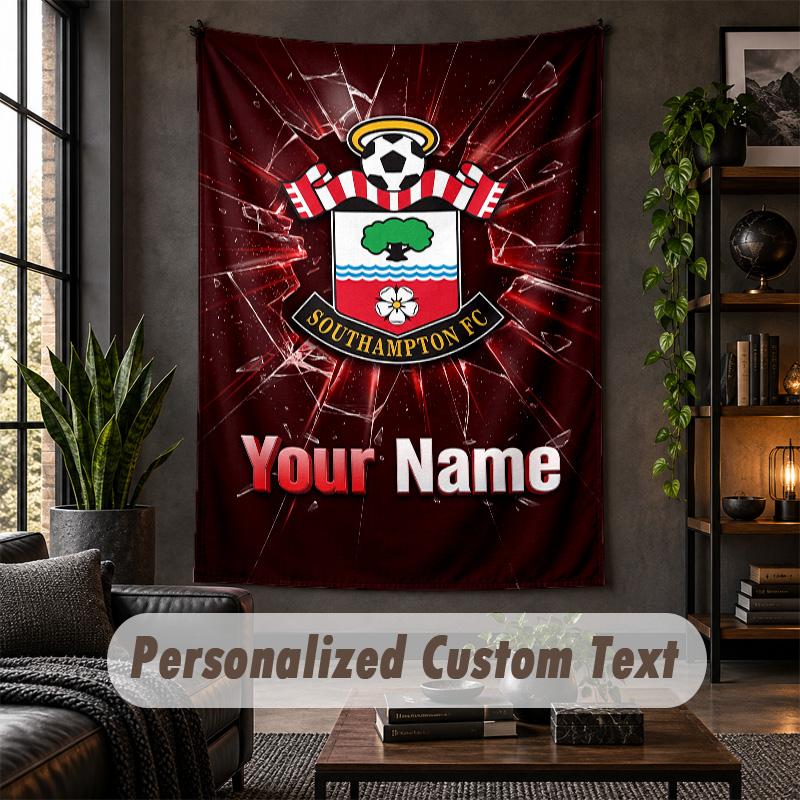 Arazzo da Parete Personalizzato, Testo Personalizzato Southampton FC, Tessuto Morbido Arte da Parete Per Decorazione Interna