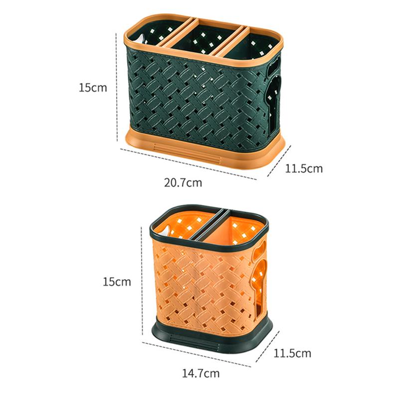 2/3 Grid Plastic Chopsticks Cage Hollow Drain Knife Stand Spoon Fork Storage Container Shelf Tableware Rack Kitchen Organizer