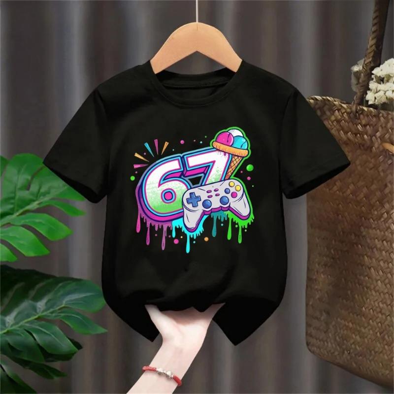 Kids Cotton T-Shirts Cartoon Anime Cat Print Tops for Girls Boys Aphmau Outfits Womens T-Shirts Fashionable Children's Clothing
