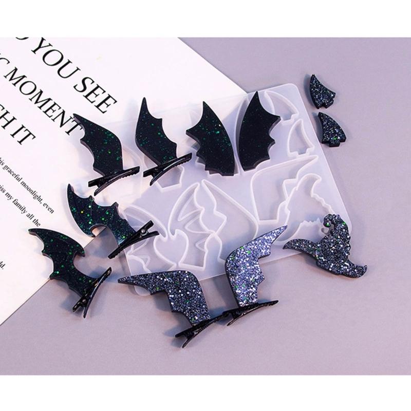 Halloween Pendant Silicone Mold Personalized Skull Pumpkin Earrings Pendants Resin Molds with Hair Clips Accessory DIY