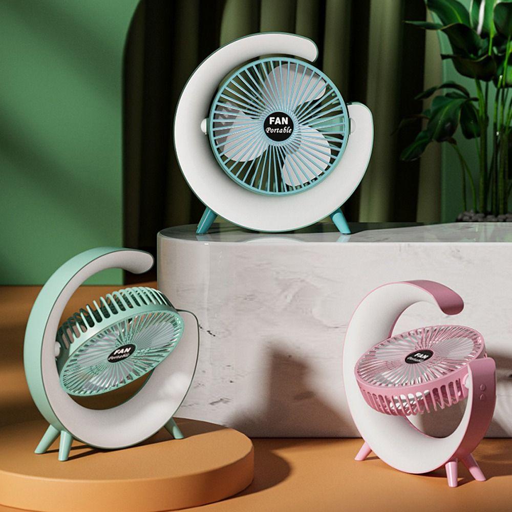 

USB Rechargeable Portable Desktop Fan LED 7 Colors Air Circulating Fan Cooling Fan Office Bedroom зелений