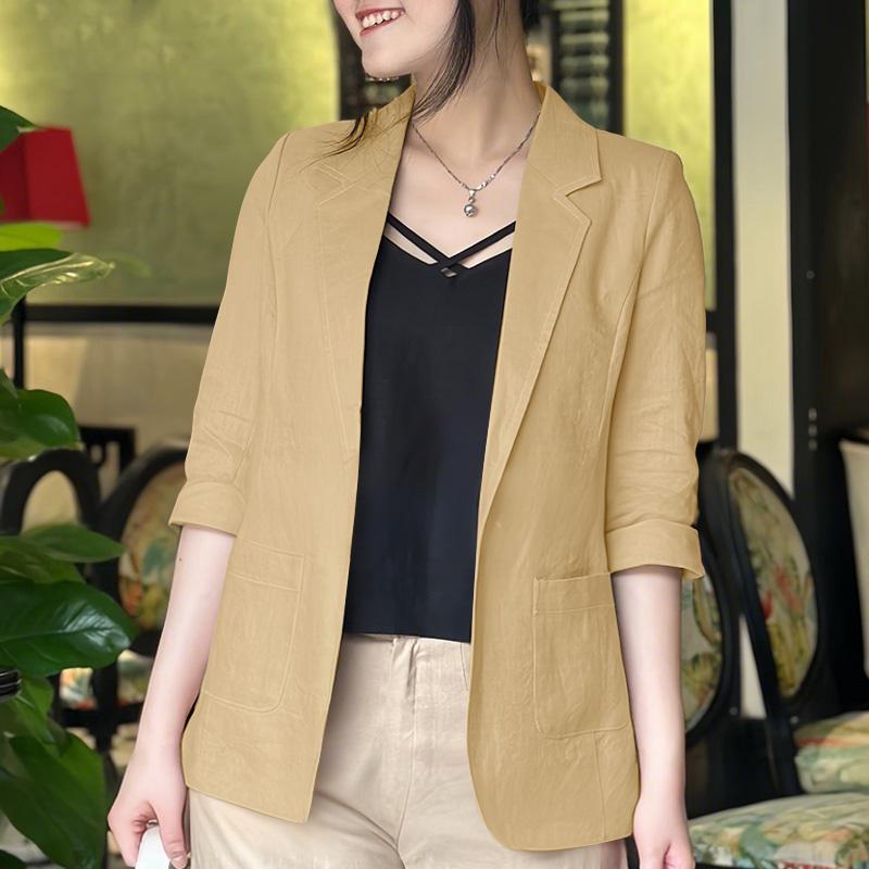 ZANZEA Women Casual Suit Collar Loose Half Sleeve Cardigan Blouse