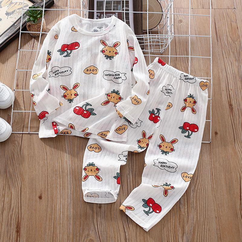 

Детский жаккардовый комплект для мальчиков и девочек, летняя тонкая домашняя одежда, детская одежда для весны и осени с кондиционером, семь рукавов 160