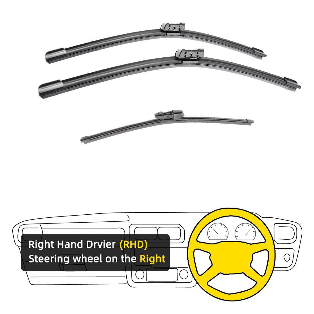 3PCS Für SKODA Karoq 2017-2020 26 "18" 13 "Vorne Hinten Wischer Klingen Windschutzscheibe Windschutz fenster Cutter Zubehör 2017 2018 2019 2020