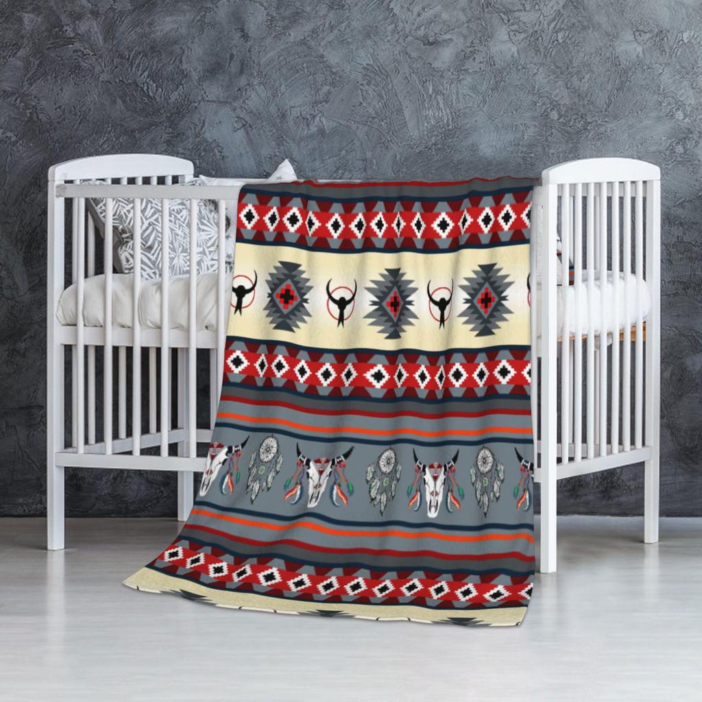 Bohemian Blanket Flannel Blanket Tribal Print Blanket Camping Bed Outdoor Sofa Office Blanket