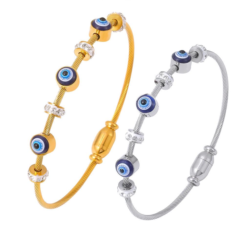 18K Gold-Plated Titanium Steel Evil Eye Diamond Bracelet