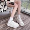 Height-increasing platform sports and leisure board shoes women's autumn new versatile round head lace-up little white shoes single shoes