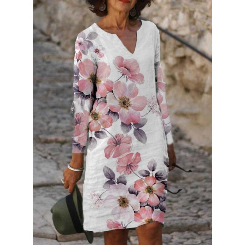 BITCED Fashion Autumn Winter Long Sleeve V-Neck Casual Dresses