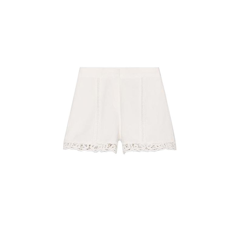 

Cotton Crochet Long Sleeves Lapel Temperament Shirt 4786042 High Waist Crochet Details Shorts 4786129 White Pants L