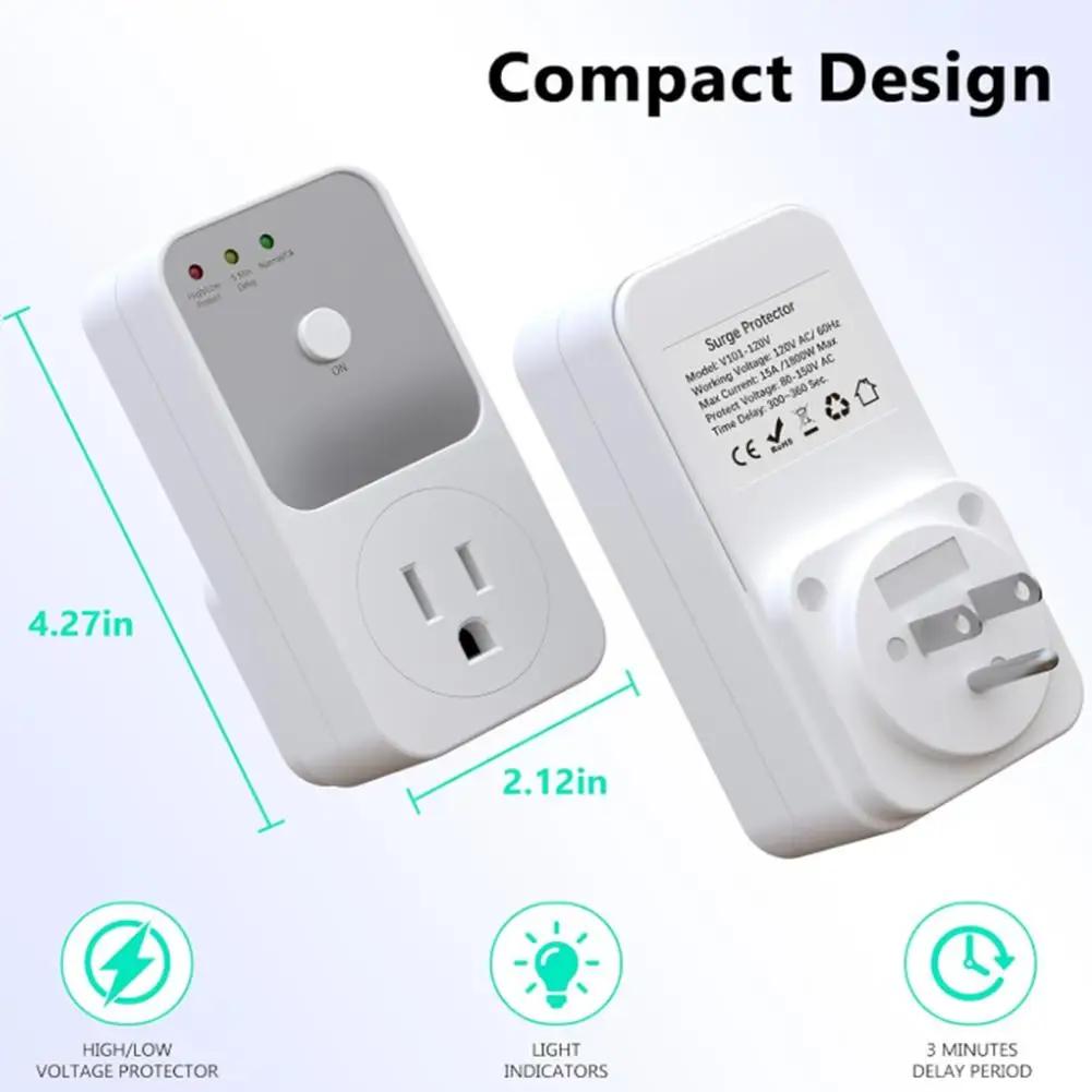 For US Appliance Voltage Protector 15A 1800W With 5-6 Min Delay & Indicator For Fridge TV PC Voltage Guard With 5-6 Minute Delay