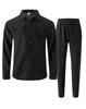 Completo casual da uomo autunnale europeo con giacca a maniche lunghe a nido d'ape e pantaloni