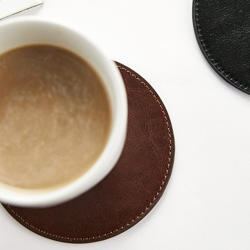 Round Table Mat Leather Table Placemats Cup Coaster Heat Resistant Cup Mug Mat Coffee Drink Tea Pad