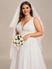 Ever-Pretty Plus Size Women's Empire Waist Sleeveless Double V-Neck Lace Sheer A-Line Tulle Wedding Dresses