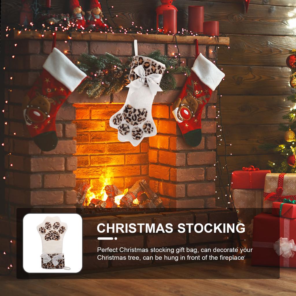 Weihnachtsstrumpf Geschenkbeutel Niedlicher Katzenpfotenstrumpf Dekorative Weihnachten Hängedekoration Weihnachtsbaumschmuck Feiertags-Heimdeko