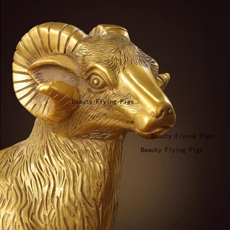 1pc Metal Sheep Ornament Home Decoration Metal Animal Handicrafts Desktop Animal Ornaments Chinese Zodiac Sheep Sculpture
