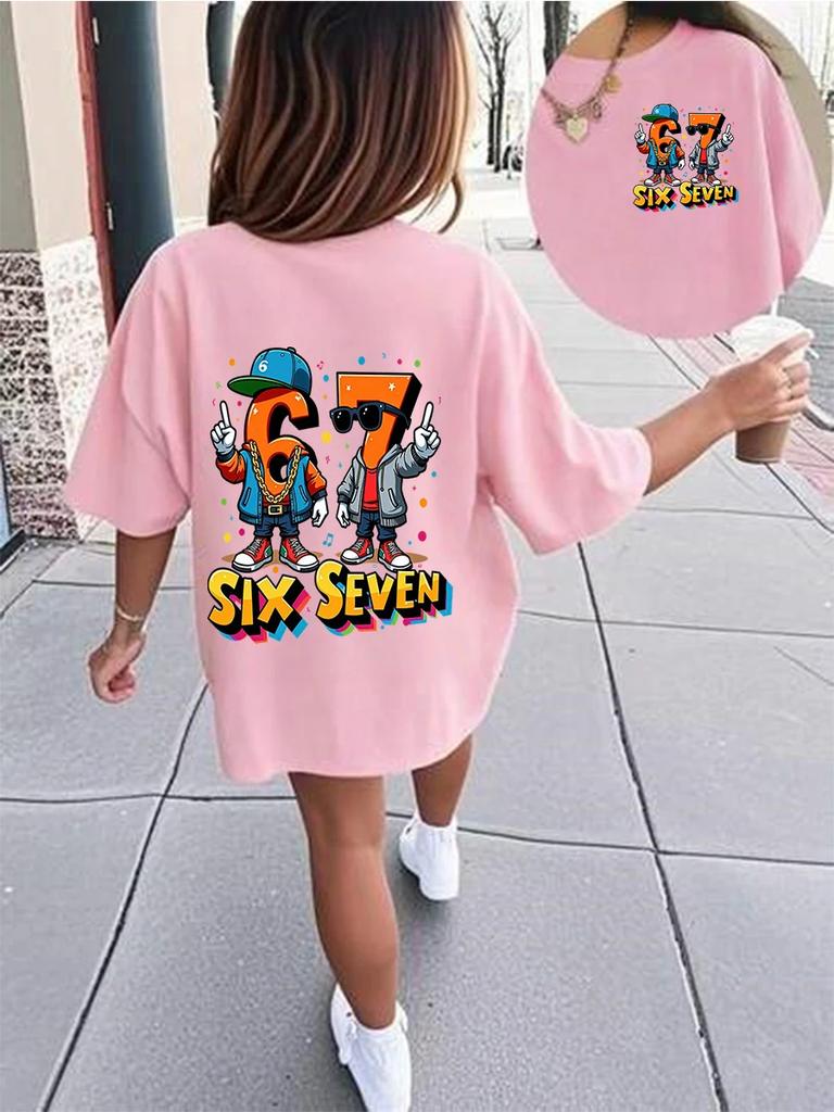 Six Seven 67 Funny Italian Brainrot Childrens Short Sleeve Tee Summer Casual Hot Crewneck Cute Cartoon Age 3-14