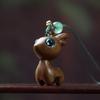 Argentina Green Sandalwood Fawn Carving Decorative Ornament 