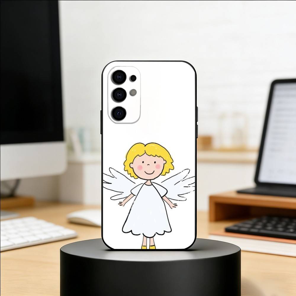 Heilender kleiner Engel Handyhülle Für Samsung S25,S24,S21,S22,S23,S30,Ultra,S20,Plus,Fe,Weiche Silikon Schwarze Hülle