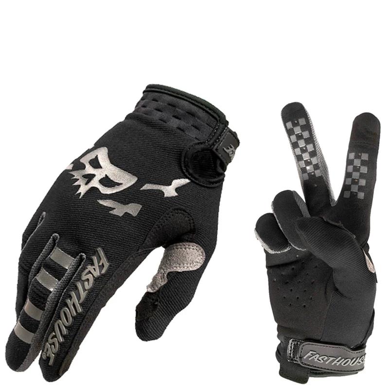 2024 Touch Screen New Red Black Men's and Women's Full Finger Thin Bicycle Mountain Cross-Country Outdoor Sports Riding Gloves