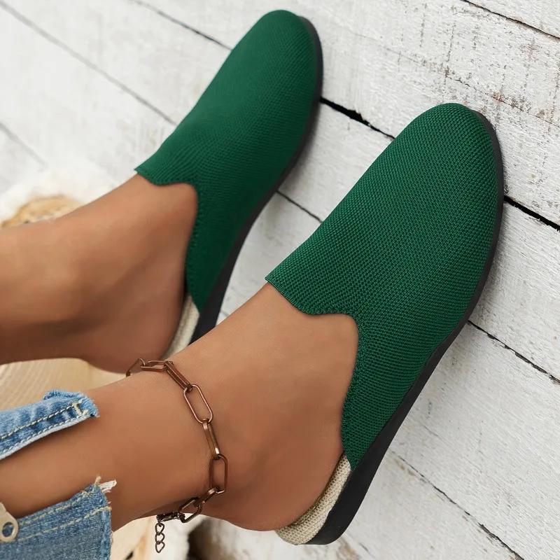 Модные вязаные дышащие женские полутапочки 2024 года — фото 5