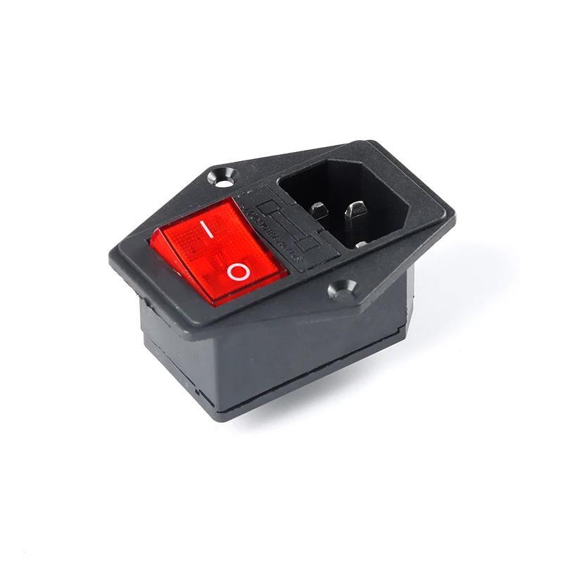 1PCS AC-01 AC-14-F16 Electrical Power Socket 250V Rocker Switch Brass 10A Inlet Plug Connector Computer Mount Outlet With Fuse