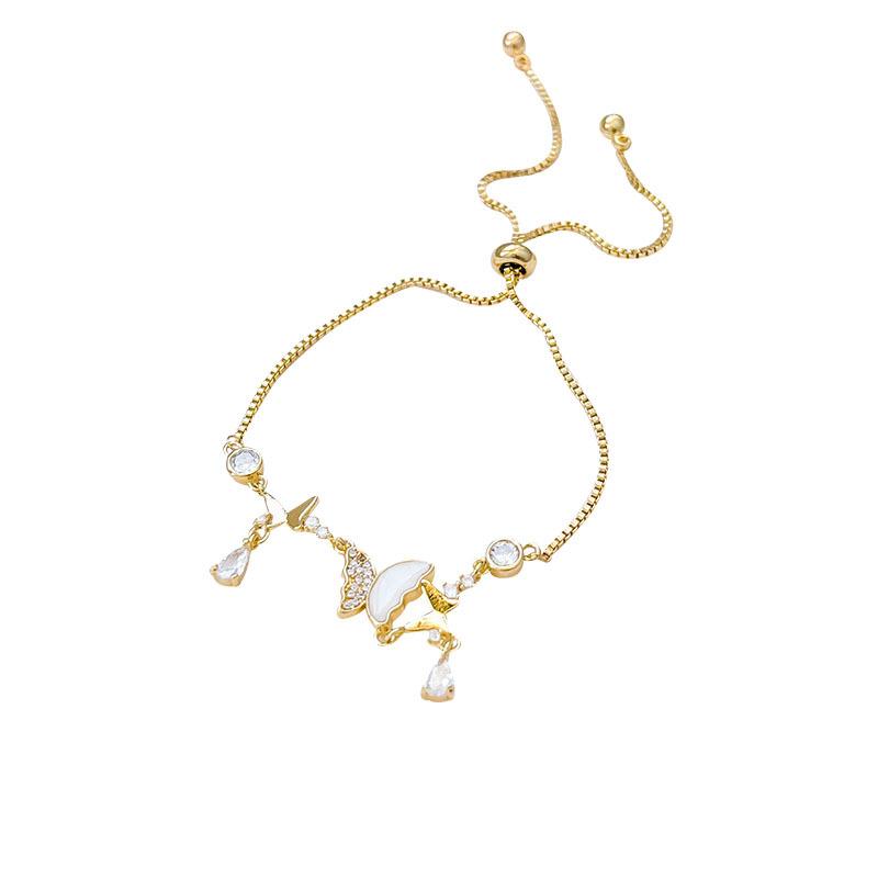 Super fairy micro-inlaid zircon bow bracelet femininity bracelet pull-up jewelry