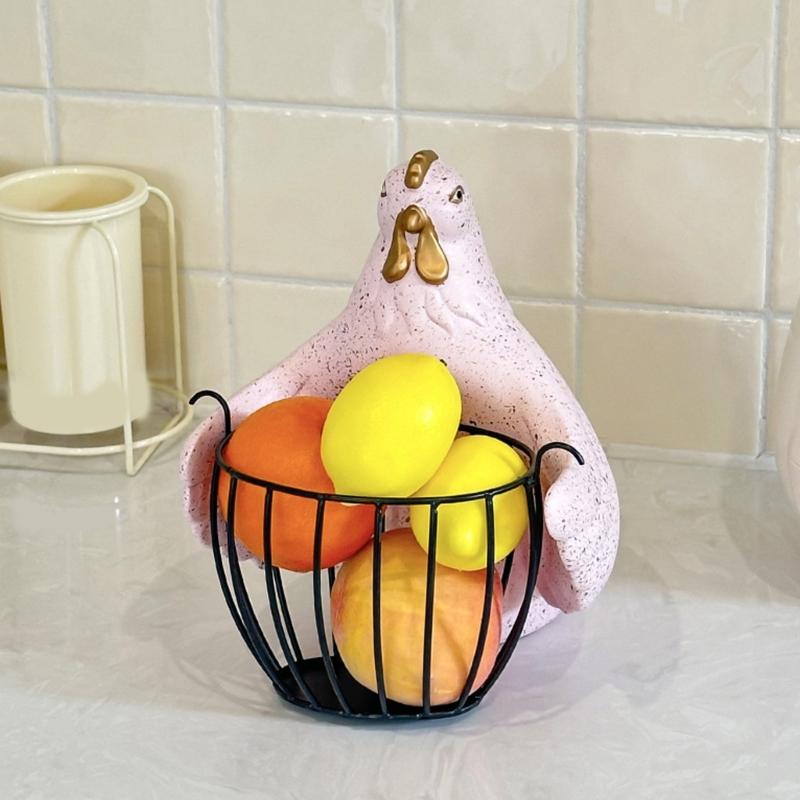 Durable Iron Frame Bucolic Chicken Decorative Basket User Friendly Enamel Glues For Event Home Organization